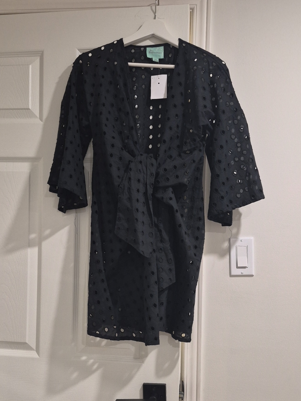 Black Eyelet Tie-Front Cover-up